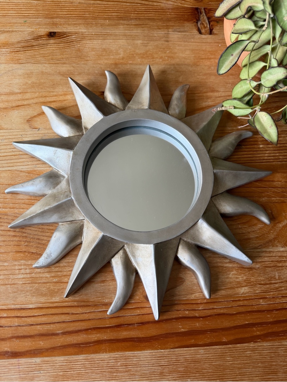 Vintage Silver Sunburst Wall Mirror